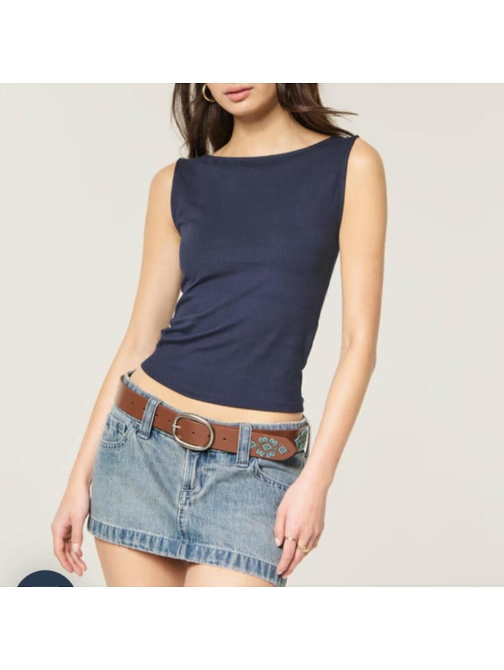 Hollister Navy Blue Seamless Tank Top